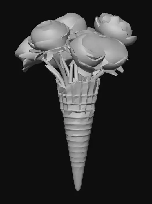 3D model for Peony Bouquet in an Ice Cream Cone