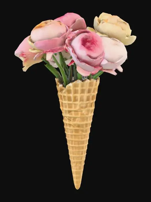3D model for Peony Bouquet in an Ice Cream Cone