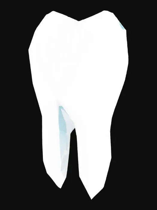 3D model for 	“A low poly style wall art painting for a dental clinic, clean and modern design, featuring a simple tooth icon or smiling tooth illustration, white or light blue background, minimalistic and professional appearance.”