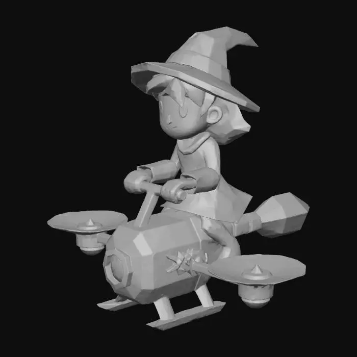 3D model for Witch on a Hovercraft