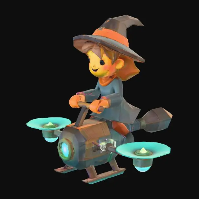 3D model for Witch on a Hovercraft