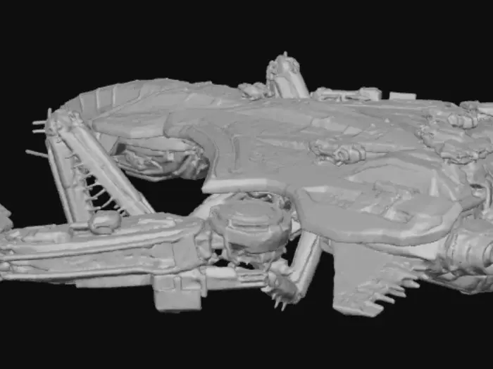 3D model for A sci-fi spaceship with long sleek lines.  A weapon heavy ship that is inspired by the look of a trying mantis.  Something out of the world of Star trek