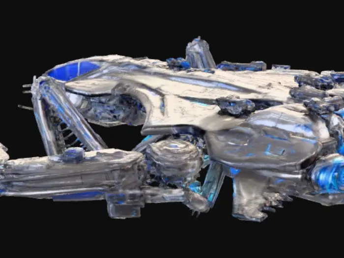 3D model for A sci-fi spaceship with long sleek lines.  A weapon heavy ship that is inspired by the look of a trying mantis.  Something out of the world of Star trek