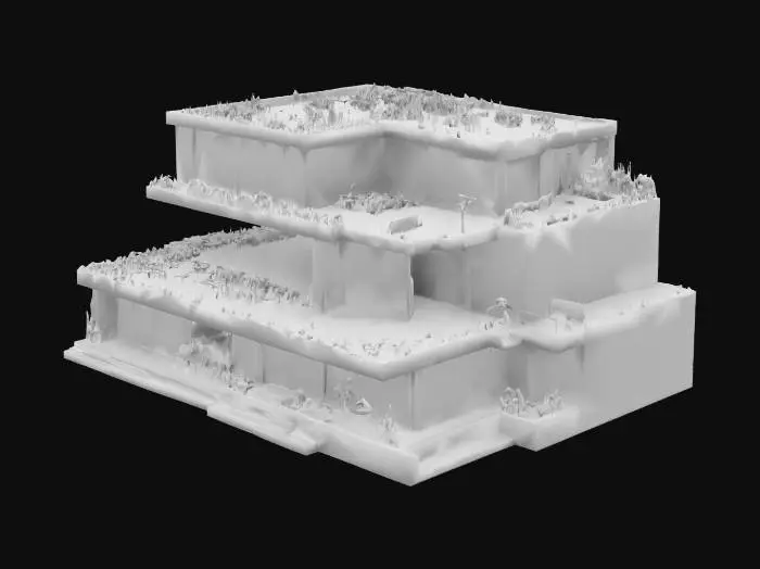 3D model for survival modern city house 3 floor wide