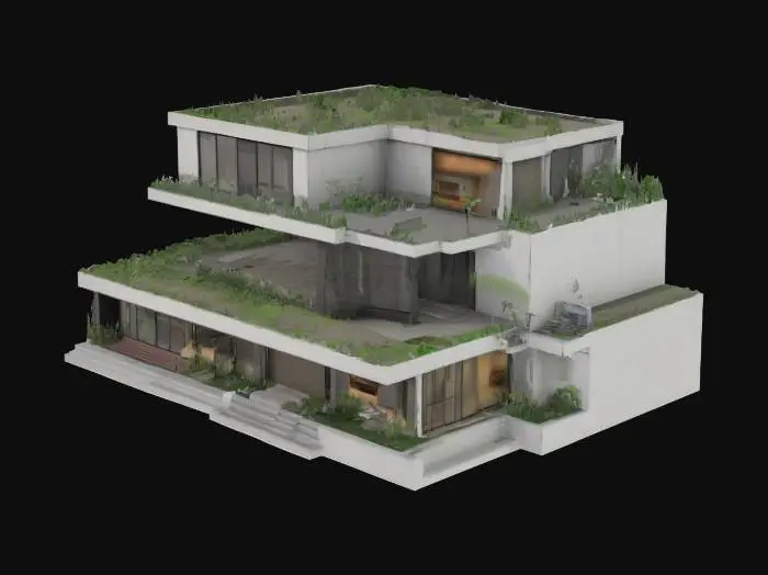 3D model for survival modern city house 3 floor wide