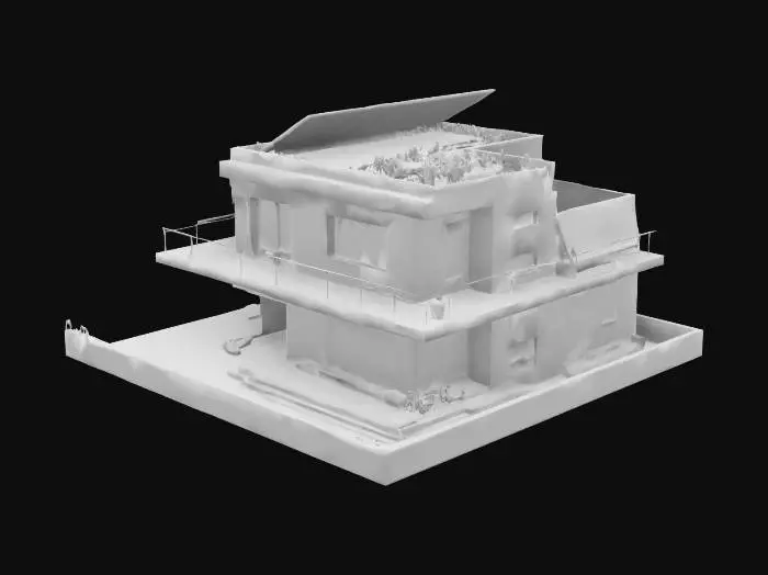 3D model for survival modern city house 3 floor wide