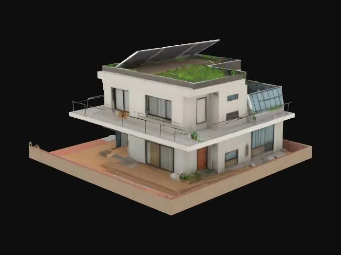 3D model for survival modern city house 3 floor wide