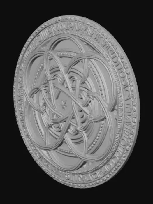 3D model for A stylized, fantastical cluster of interwoven magic arrays in 3D, with multiple concentric rings, thin ornate glyph bands, intersecting pentagrams and sigils, braided arcs crossing over and under each other. Smooth, elegant curves, thin beveled profiles, subtle glowing runes along the engravings. Floating, layered composition with depth and parallax. Mid-poly, clean UVs, no base, centered at origin, facing +Z.

Negative prompt:

base, pedestal, thick chunky parts, uneven jagged edges, scan artifacts, random text, heavy wear, cracks