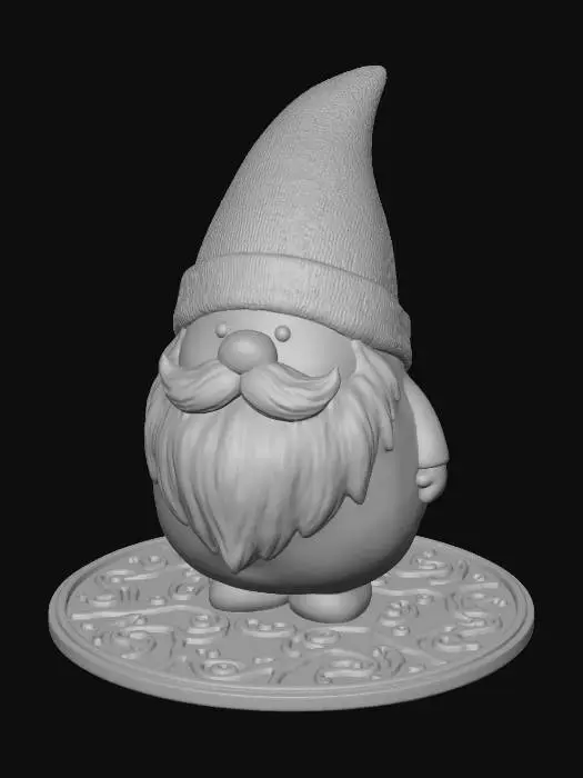 3D model for Generated an image of a mini cute gnome with white beard on a decorative surface, enhancing its features. Suggestion: For better 3D results, ensure clear separation between the gnome and the background to define its form for easier model extraction. only white