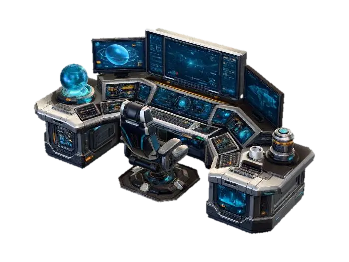 Control Desk 3D model, vytvořený pomocí AI