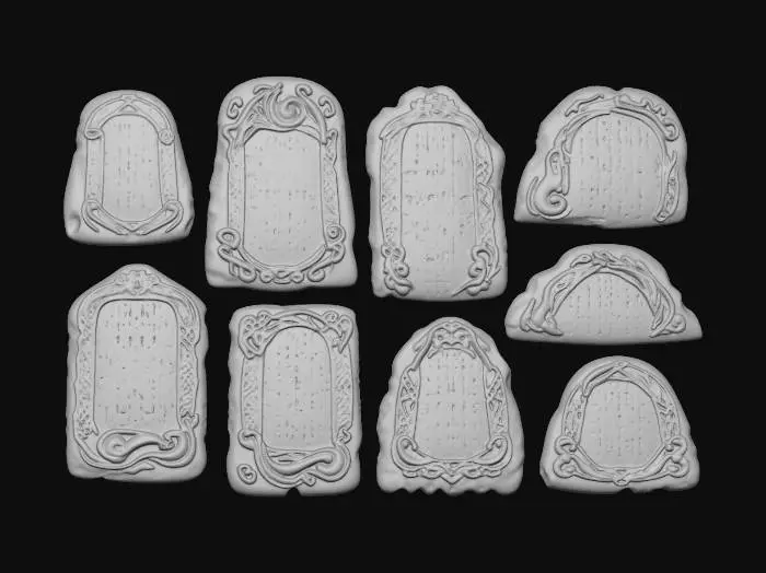 3D model for Ancient Stone Tablets with Ornate Borders
