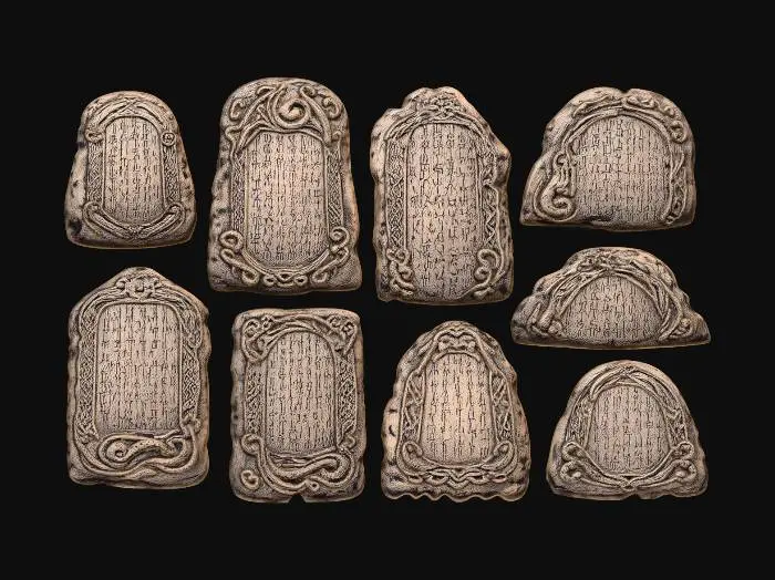 3D model for Ancient Stone Tablets with Ornate Borders