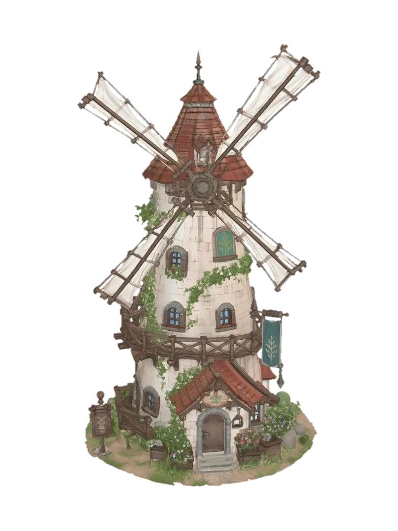 Modelo 3D de Enchanted Windmill Tower, gerado por IA