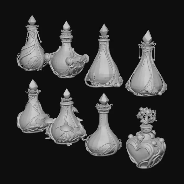 3D model for Eight Decorative Alchemy Bottles