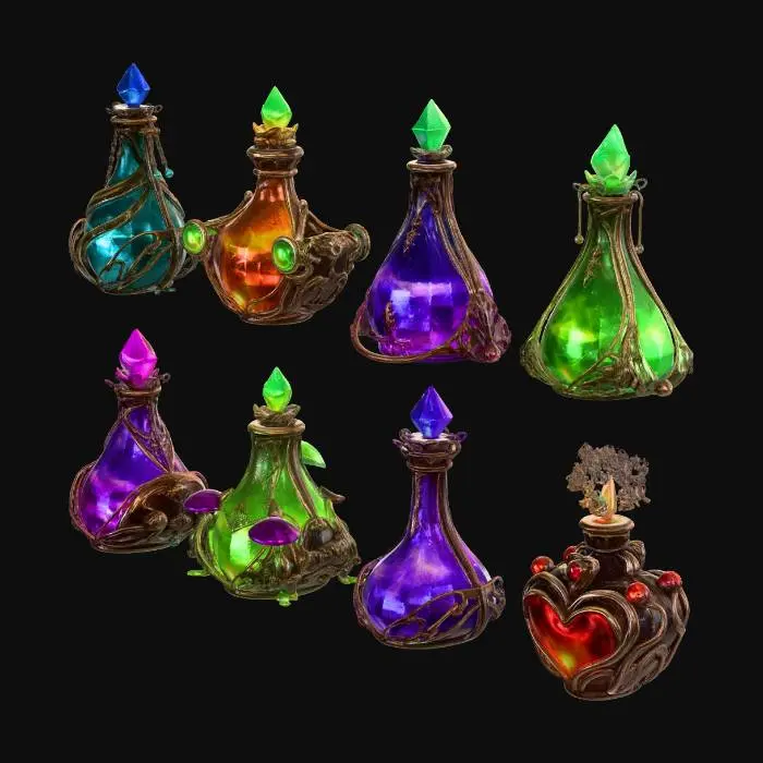 3D model for Eight Decorative Alchemy Bottles