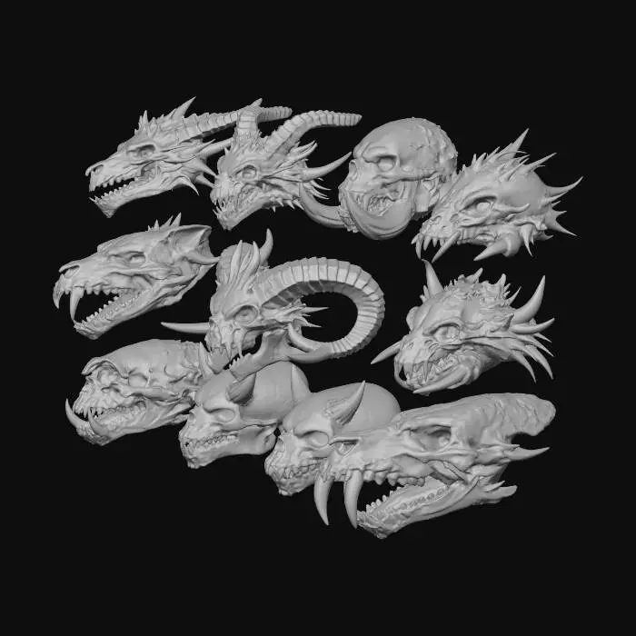 3D model for Collection of Monster Skulls
