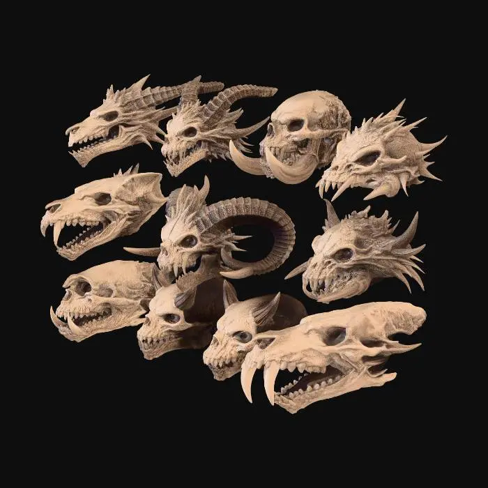 3D model for Collection of Monster Skulls