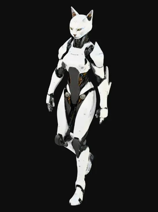 3D model for Sci-Fi futuretech robot whos armor is inspired by cats