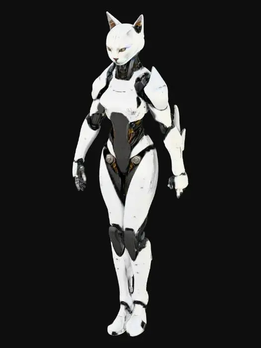3D model for Sci-Fi futuretech robot whos armor is inspired by cats
