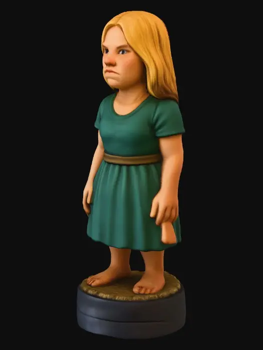 3D model for Statue of a Solemn halfling Girl