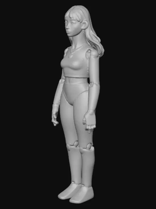 3D model for matte finish chunky plastic modular statuesque bust of woman. Stay accurate to design and personality of reference image