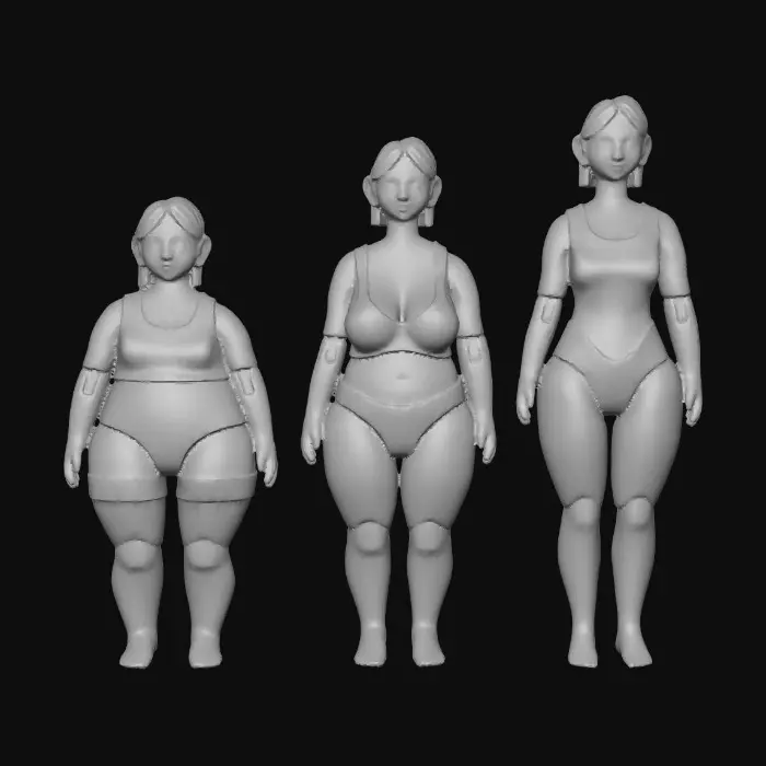 3D model for Stylised trio