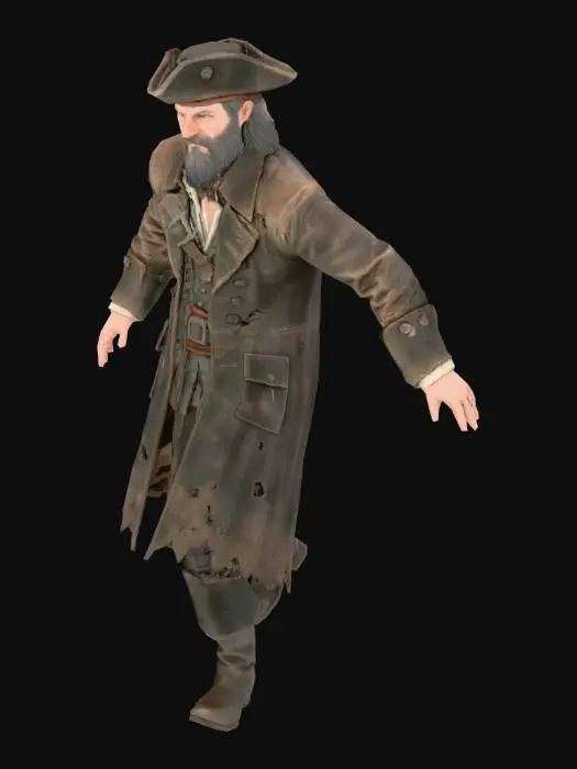 3D model for Weathered Pirate Captain