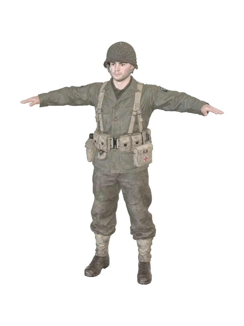 American Soldier 2WW - Standoff 3D model, vytvořený pomocí AI