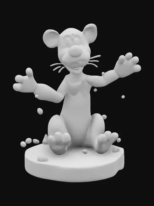 3D model for An intricate resin figure of Tigger made of blown-glass, on a ice base with gold and white marble lining and orange crystal. Magnificent Nvidia volumetric rendering. New-year 2025