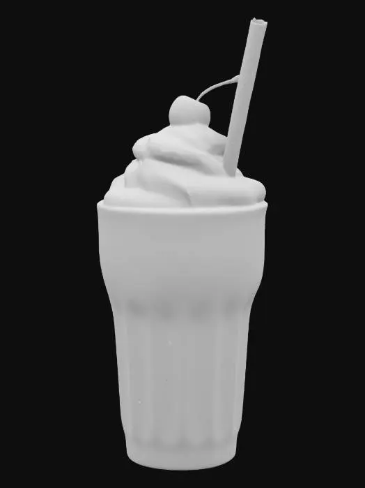 3D model for A frosted glass with a Coke-float in it.    Cherry on top, straw.