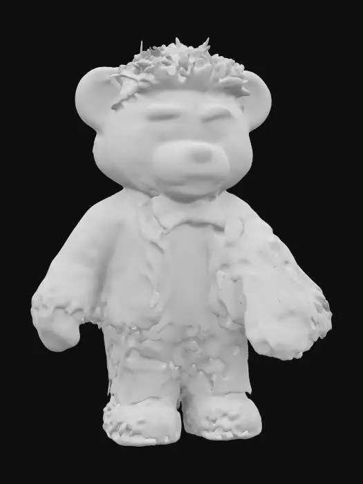 3D model for Trumpy-bear. Presidential teddy-bear. Patriotic plush bear with a flag blanket. 4k ultra detailed.