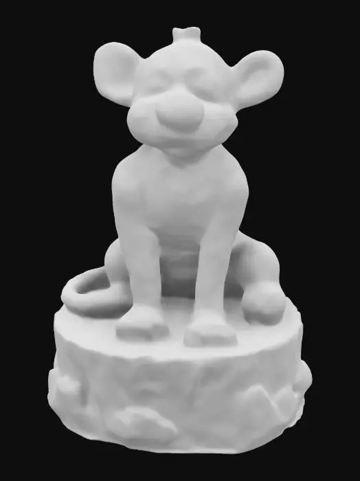 3D model for An intricate resin figure of Tigger made of blown-glass, on a ice base with gold and white marble lining and orange crystal. Magnificent Nvidia volumetric rendering. New-year 2025