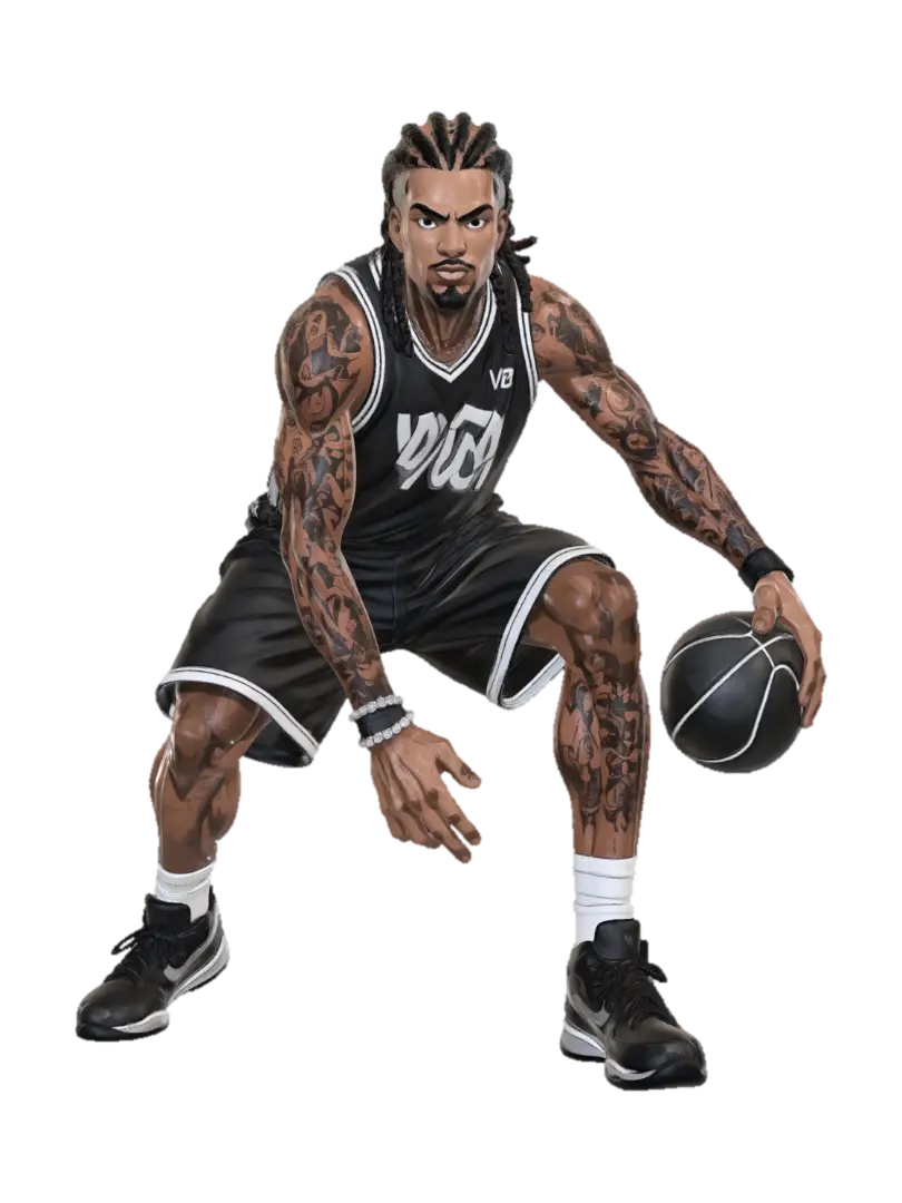 Inked Court Warrior - Player-3D-modell, genererad av AI