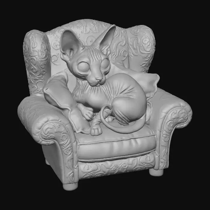 3D model for кот сфинкс сидящий в кресле в стиле дисней