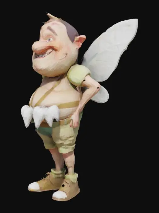 3D model for Жирная уродливая и смешная зубная фея мужик, в стиле cartoon low poly