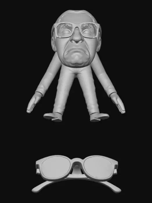 3D model for 90s Computer display with eyeglass and funny facial