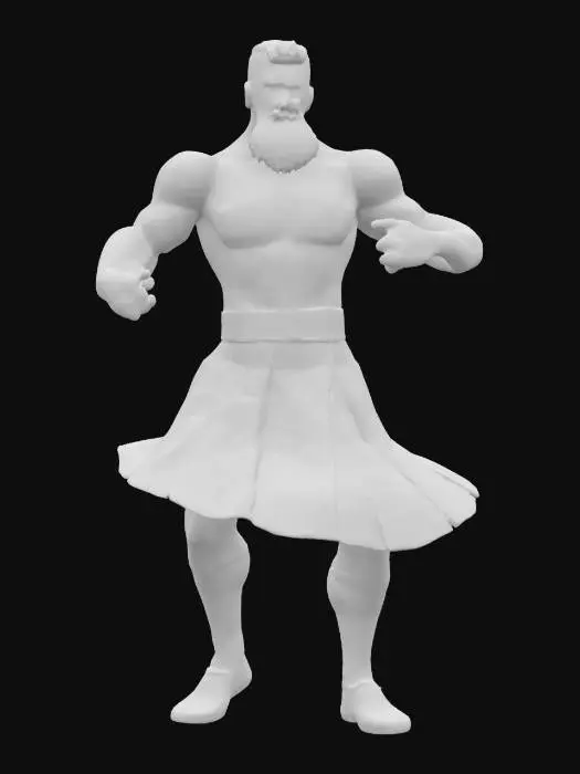 3D model for #AroundTheWorld#, [SCOTLAND] a tall muscular scottish man wearing kilt while dancing