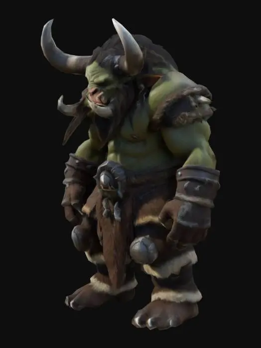 3D model for 3d model, orc Tauren, full body, front facing, Big unit