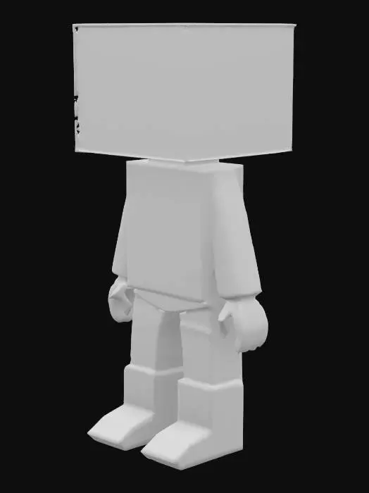 3D model for Design a cozy paper-craft world with blocky, cut-out characters and layered textures. One figure wears a blue top and red boots, with a square head and peaceful face. Beside them stands a round, hut-like creature made of orange and yellow paper strips, with large circular eyes and a patchy, bark-like texture. The environment is warm and handmade, filled with layered paper grass, wooden textures, and abstract, friendly structures. Everything feels soft, geometric, and crafted with care.

