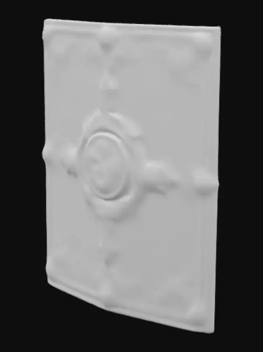 3D model for a giant shield thats thick but not too thick it has engraving on it and its more rectangal royal looking and very rpg 
