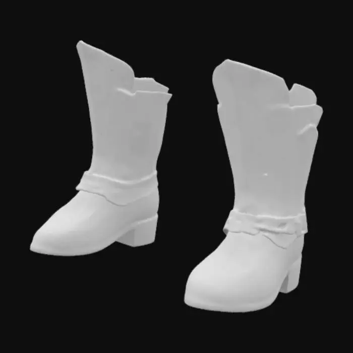 3D model for extremly detailed heavy armor womens boots with a small heel gold inlayed extremly fancy super powerful