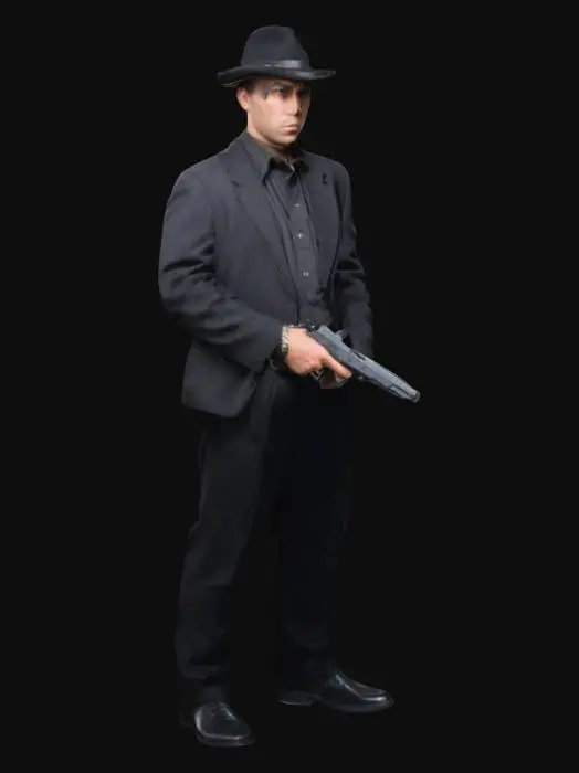 3D model for 90s gangster holding a glock-19