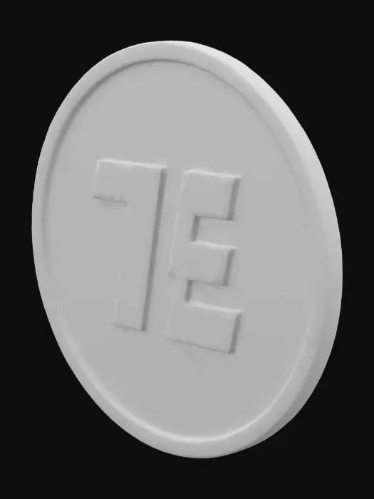 3D model for The coin features a vibrant psychedelic color scheme with swirling neon pink, electric blue, yellow, and purple.  The coin has a raised metallic silver rim, giving it a polished finish. The overall design creates a hypnotic, trippy vibe, embodying a psychedelic theme. The back could feature abstract or fractal patterns to complement the design.

With the letters "TE" in the center of  the coin, The letters "TE" are bold, artistic, and slightly distorted, with a gradient from blue to pink/yellow.