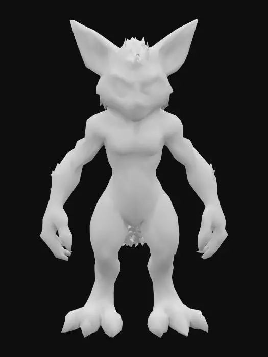 3D model for fantasy creature with a fox head, World of Warcraft style, Highly Detailed, Full Body, 