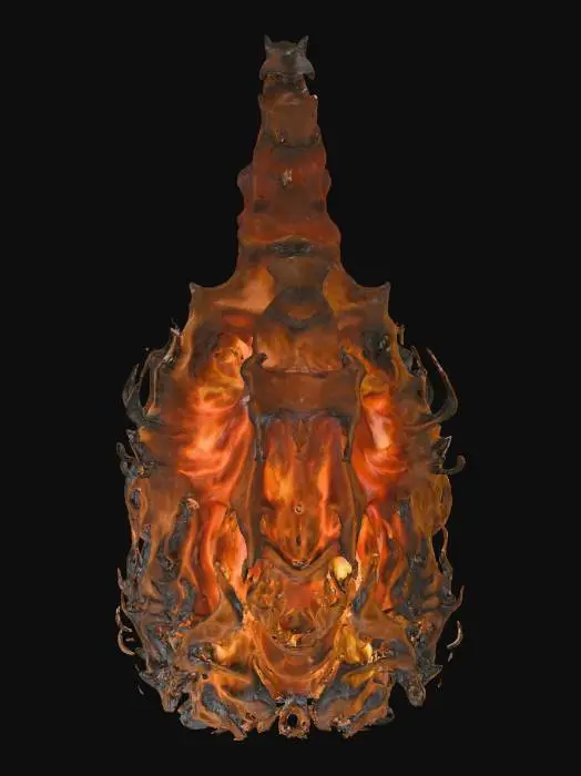 3D model for isolated realistic fire overlay, bright orange and yellow flames, flickering motion, glowing particles, black smoke edges, transparent background, perfect for compositing, photorealistic, 8k --ar 9:16 --style raw