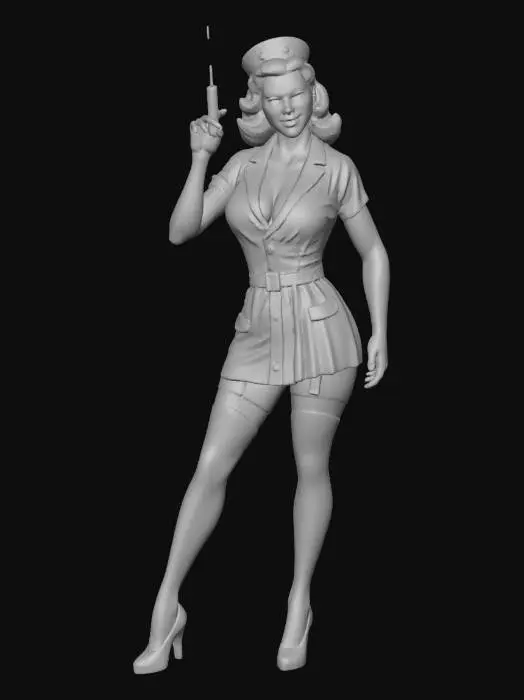 3D model for Nostalgic Nurse Illustration