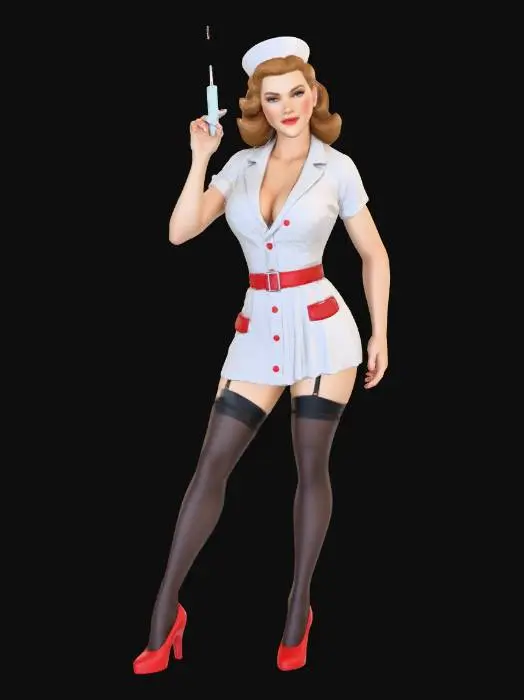 3D model for Nostalgic Nurse Illustration