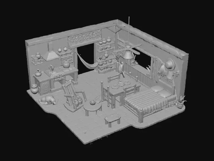 3D model for Cozy Jungle Retreat