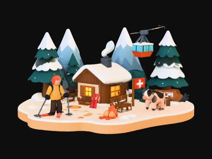 3D model for Winter Chalet Adventure