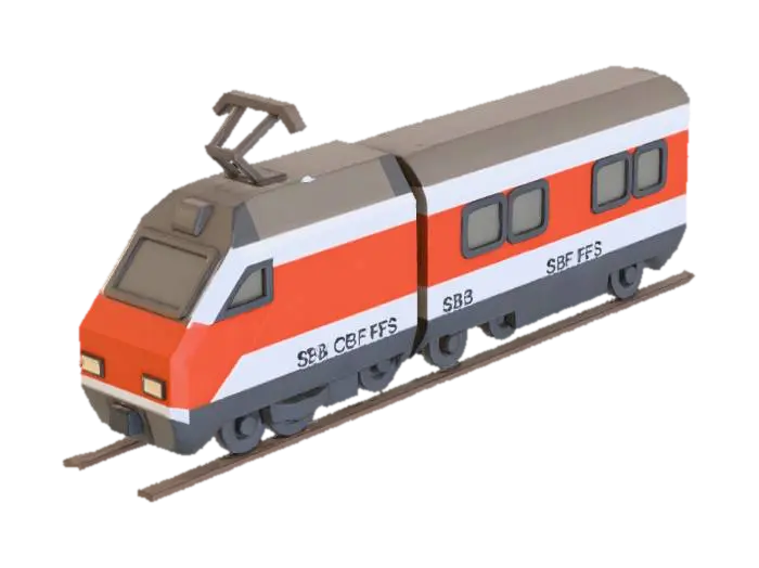 SBB train front - Locomotive 3D model, vytvořený pomocí AI